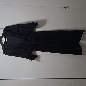 Love Tree Black Boho Crochet Trim Midi Dress